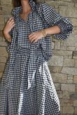 Nonni Gingham Poet Blouse Navy